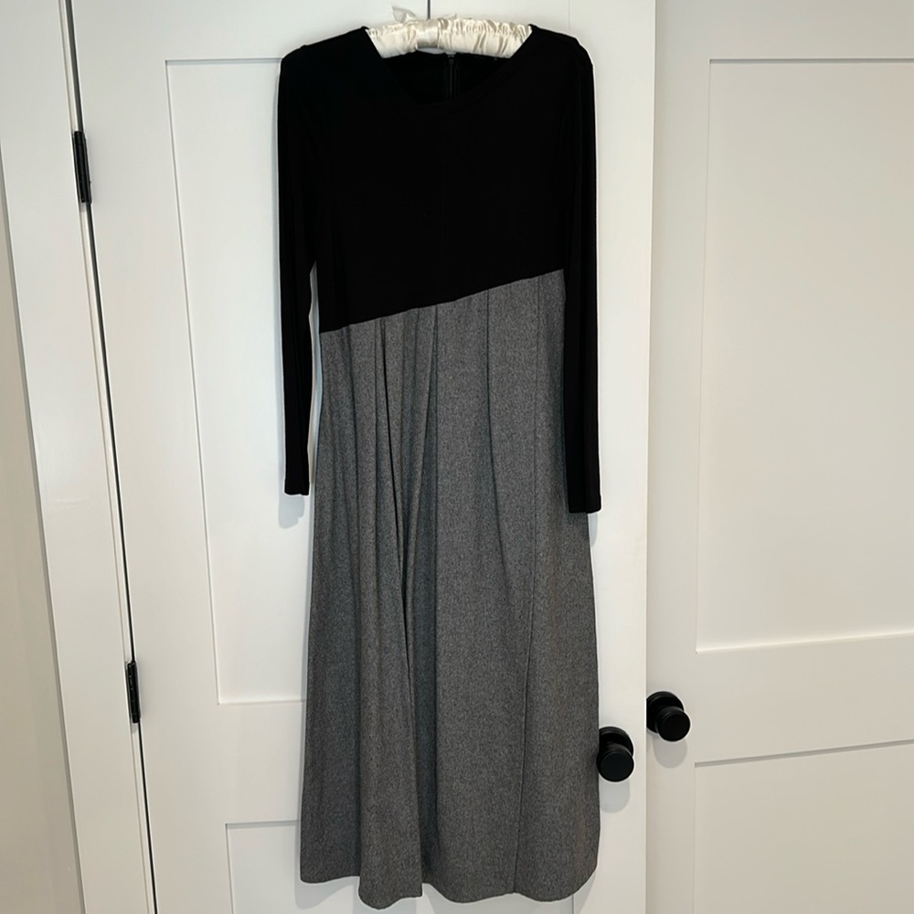 Black and Grey asymmetrical midi dress